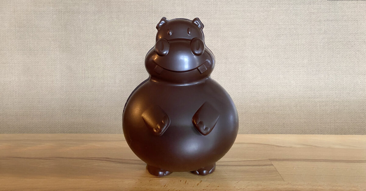 Hippopotame 17 cm chocolat noir
